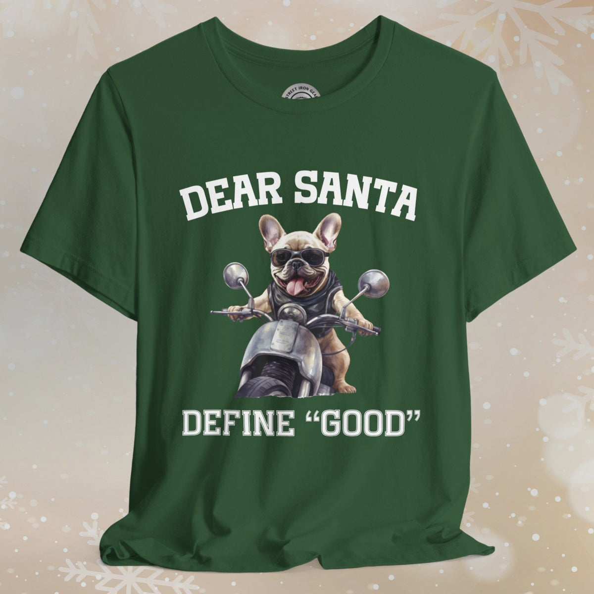 French Bulldog Biker Christmas Crew Neck TShirt