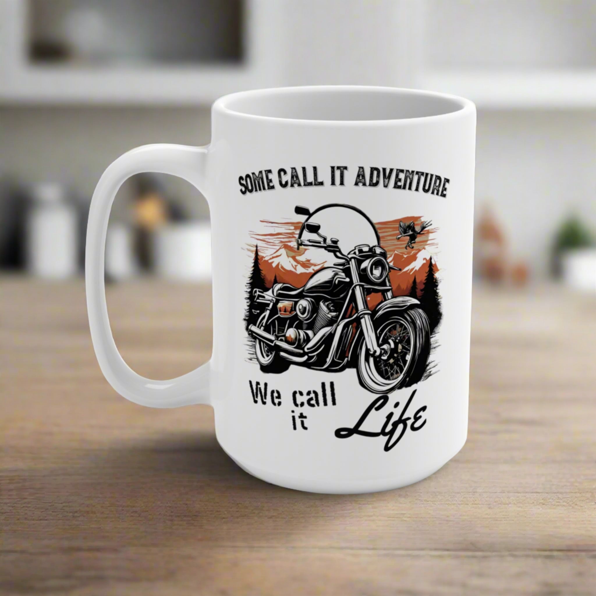 Motorcycle Ceramic Coffee Mug 15 oz