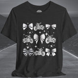 Ladies Christmas Motorcycle & Bows Crew Neck TShirt