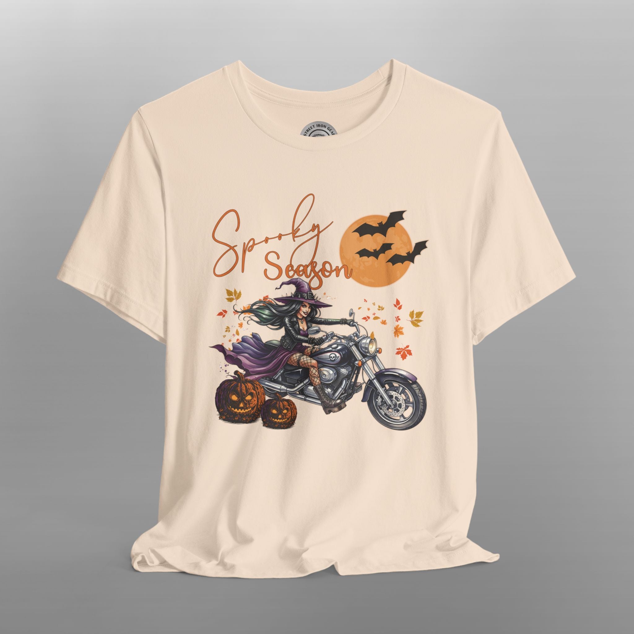 Spooky Season Biker Witch Halloween Crew Neck TShirt