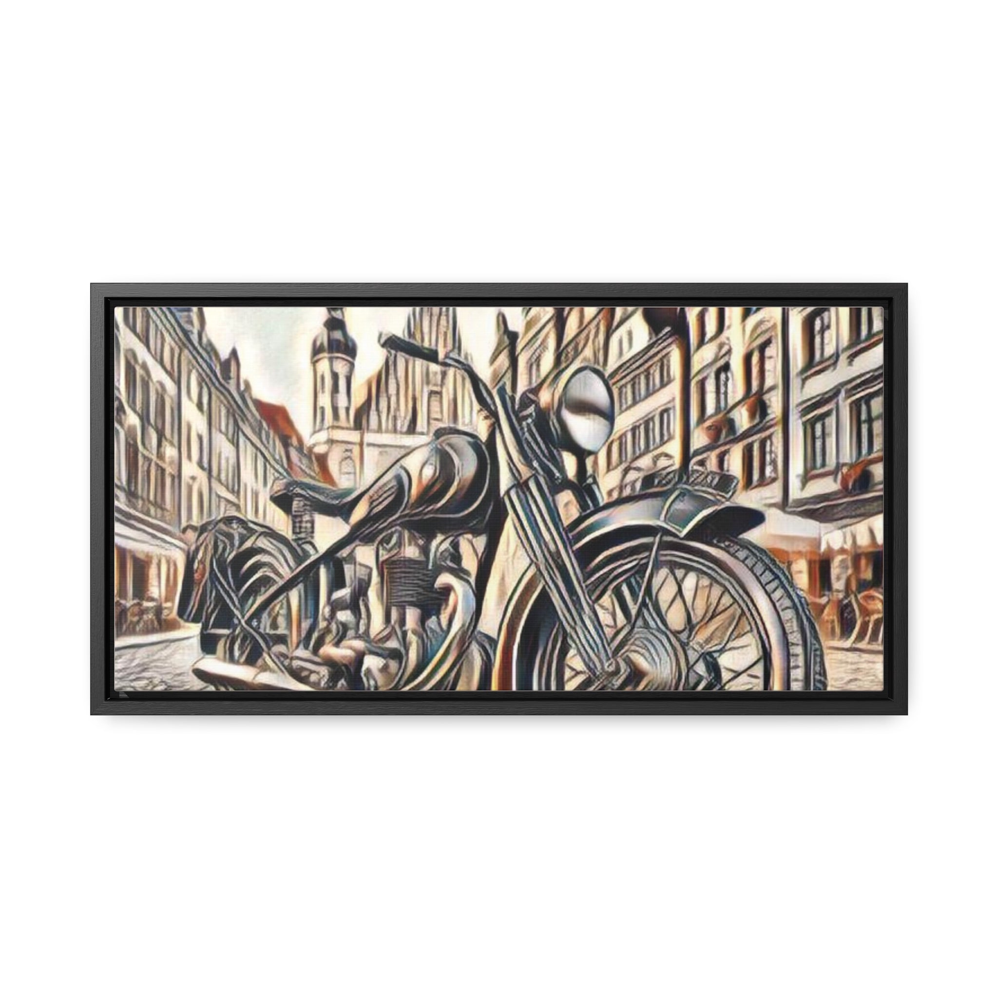 European City Motorcycle Abtract Sketch Canvas Print - Gallery Wrapped