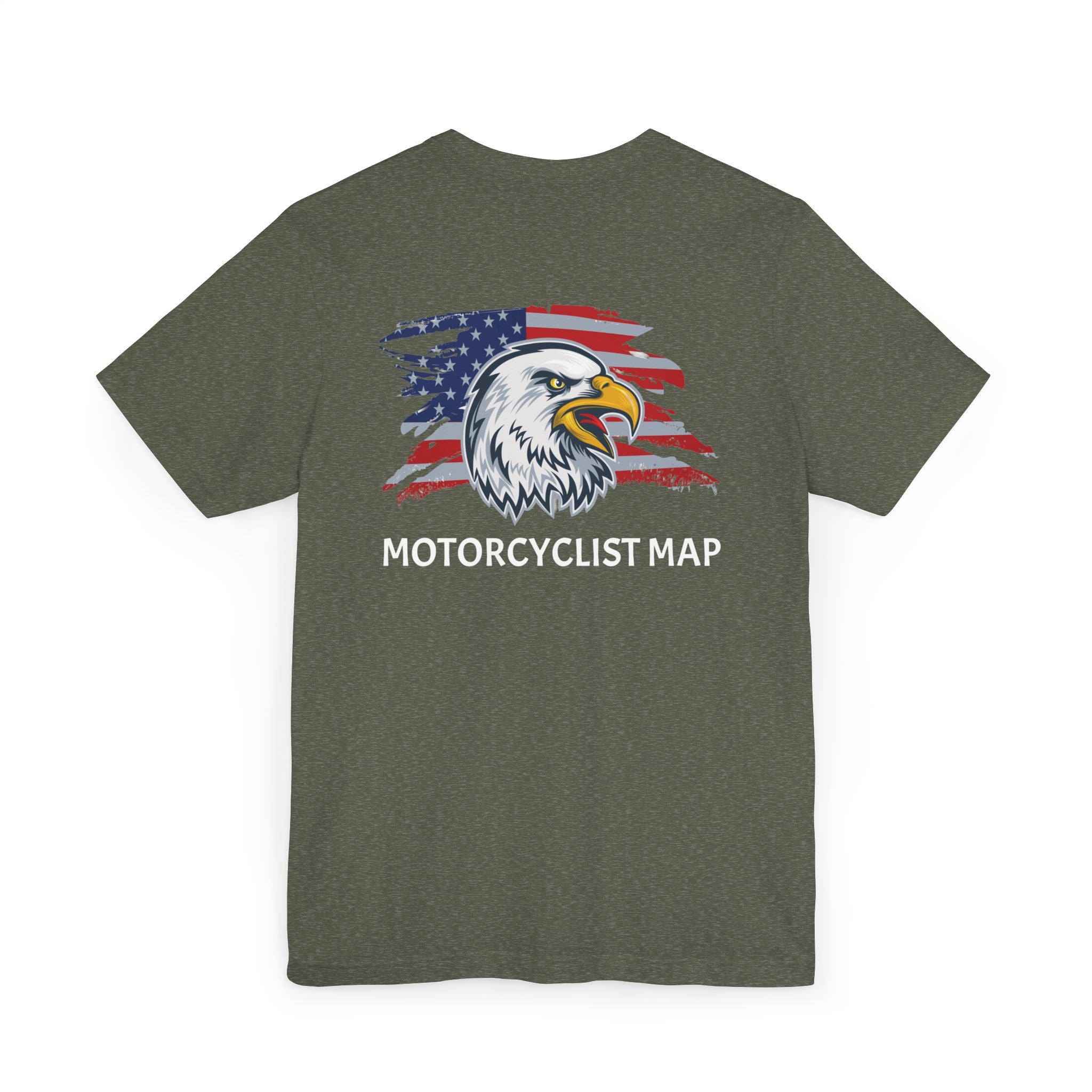 Motorcyclist Map American Since 1776 Vintage Soft Crew Neck TShirt (2-sided print)