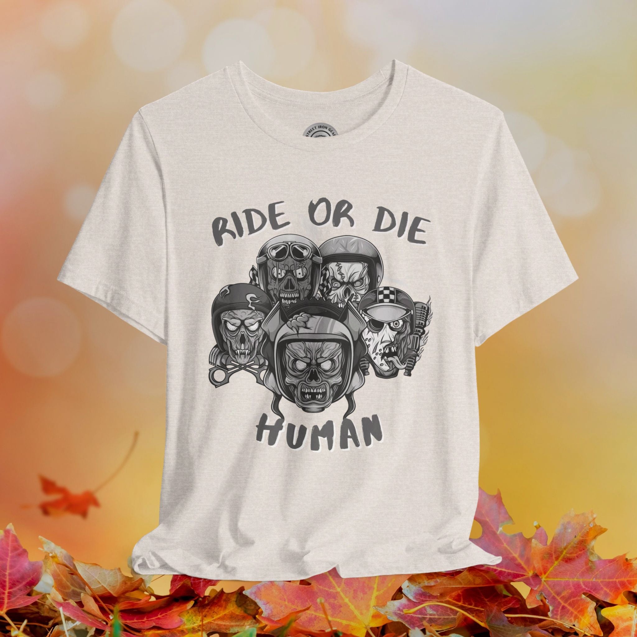 Halloween Zombie Biker Crew Neck TShirt