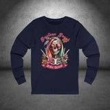 Ladies Daytona Bike Week 2025 Hipster Skull Long Sleeve Crew Neck TShirt