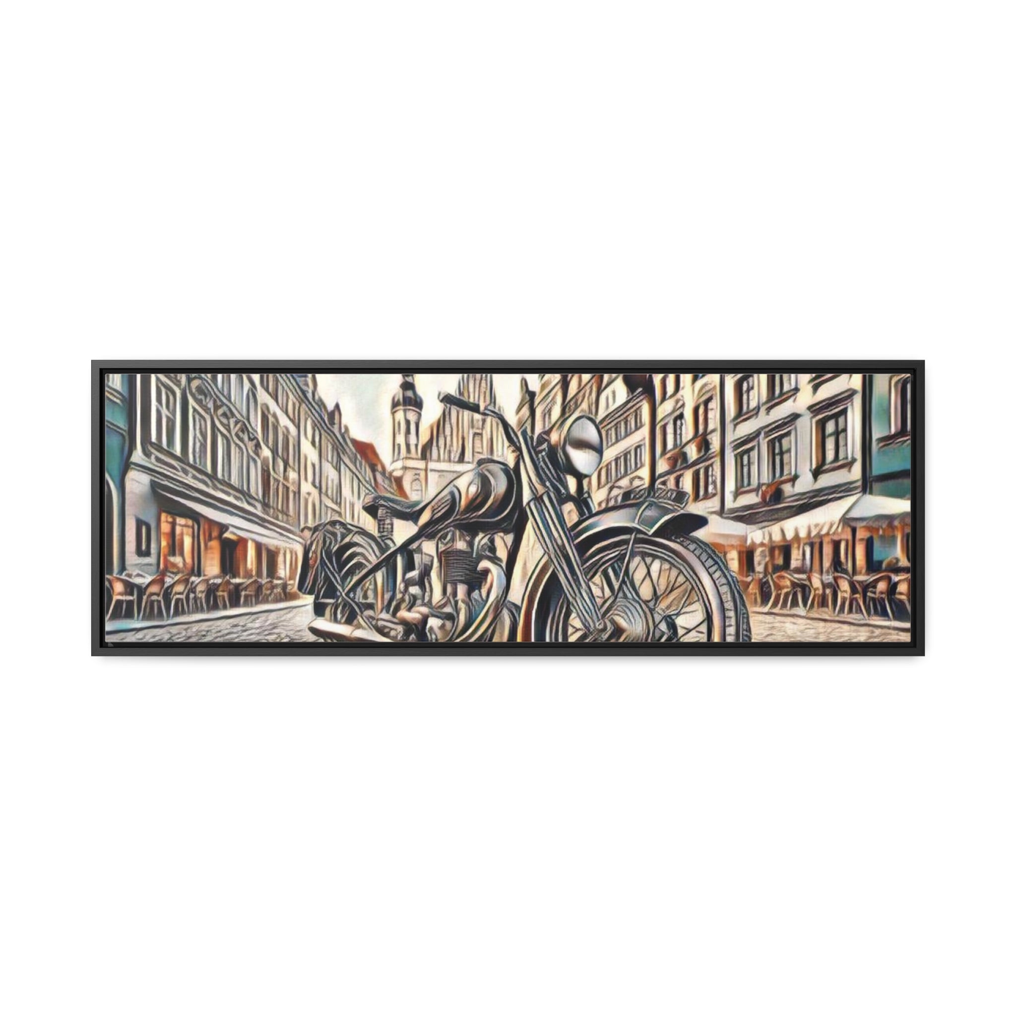 European City Motorcycle Abtract Sketch Canvas Print - Gallery Wrapped