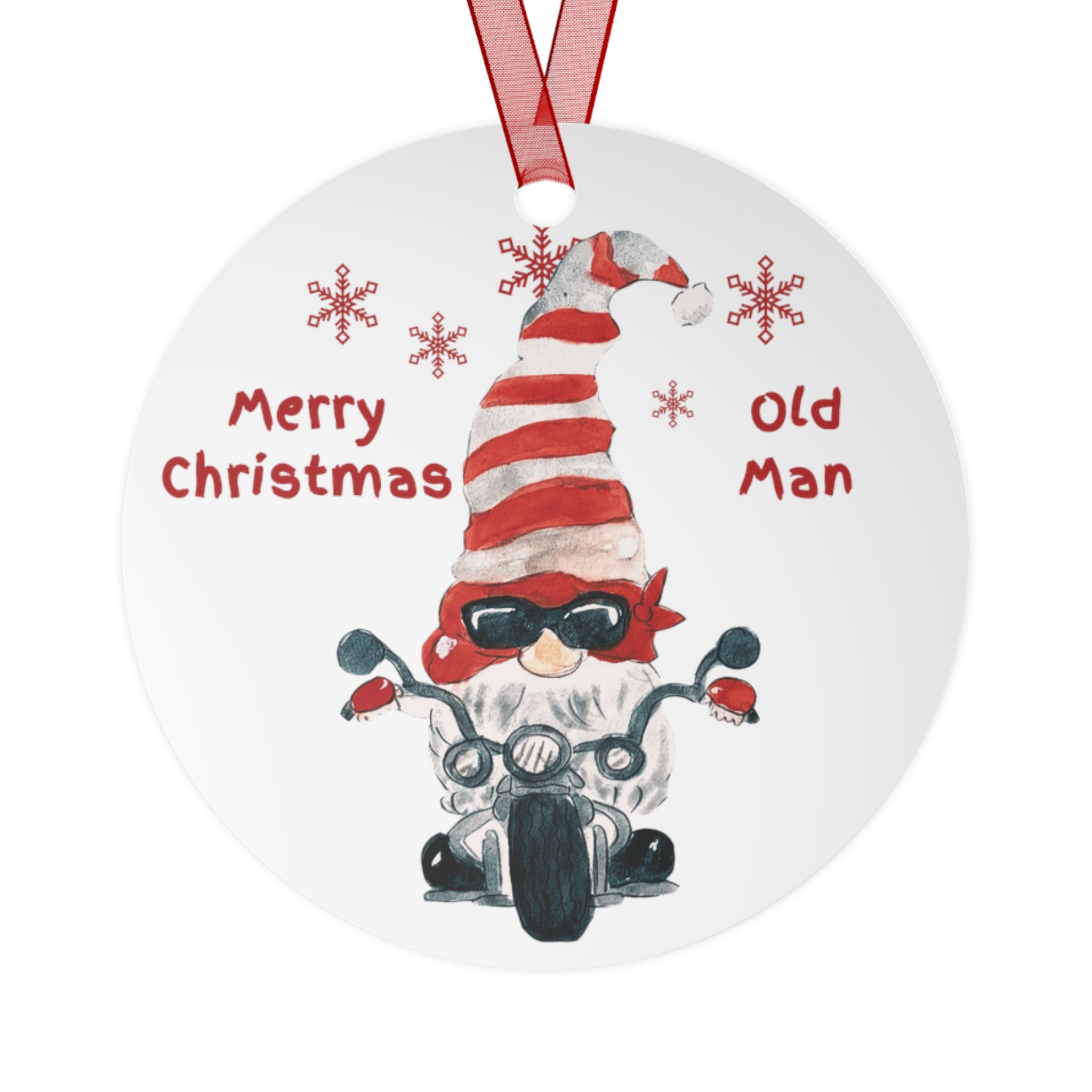 Biker Gnome Couple Aluminum Christmas Ornament