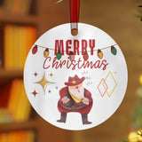 Western Santa Aluminum Christmas Ornament