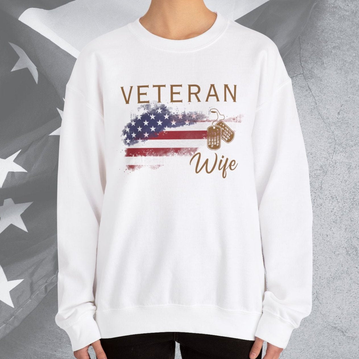 American Veteran Wife Crew Neck Sweatshirt