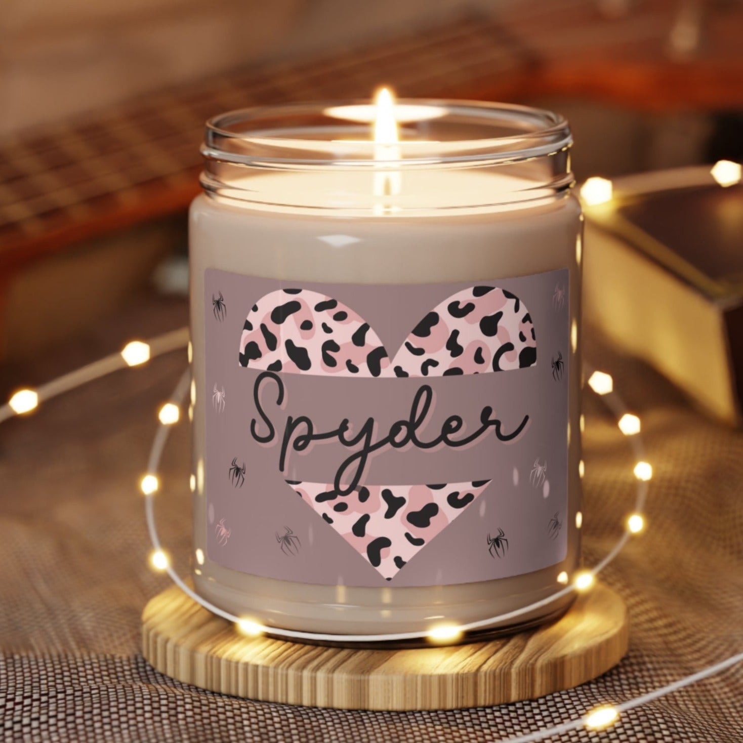 Spyder Love Animal Print Heart Scented Soy Candle