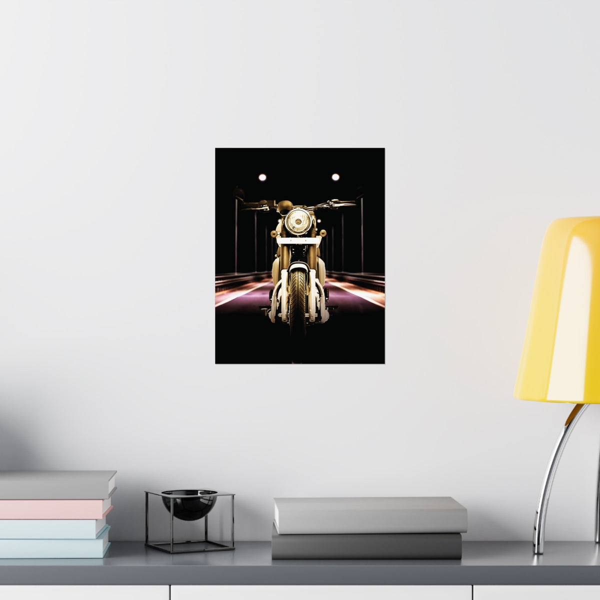 Vintage Night Scene Motorycle Poster