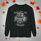 Halloween Zombie Biker Long Sleeve Crew Neck TShirt