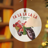 Biker Santa Christmas Aluminum Ornament