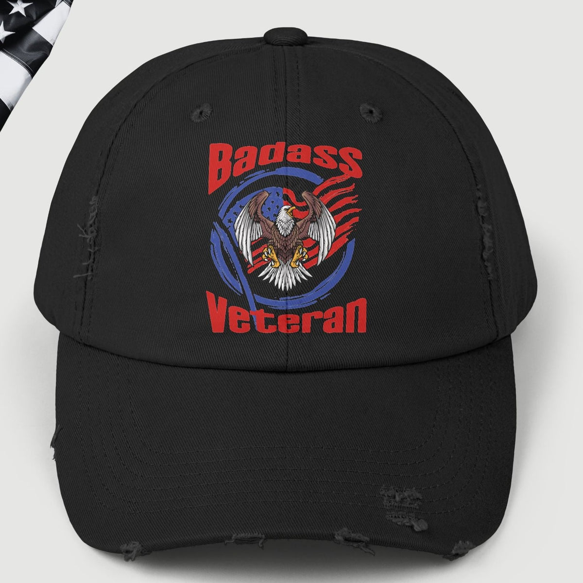 Badass American Veteran Distressed Dad Hat