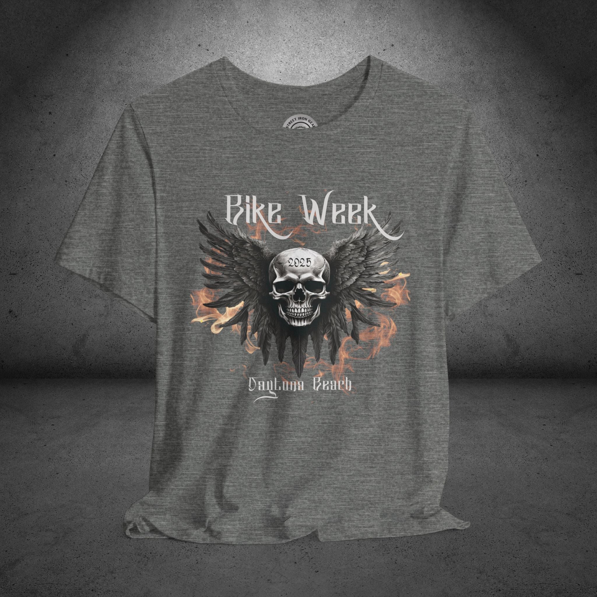 Daytona Bike Week 2025 Gothic Winged Skull Crew Neck TShirt