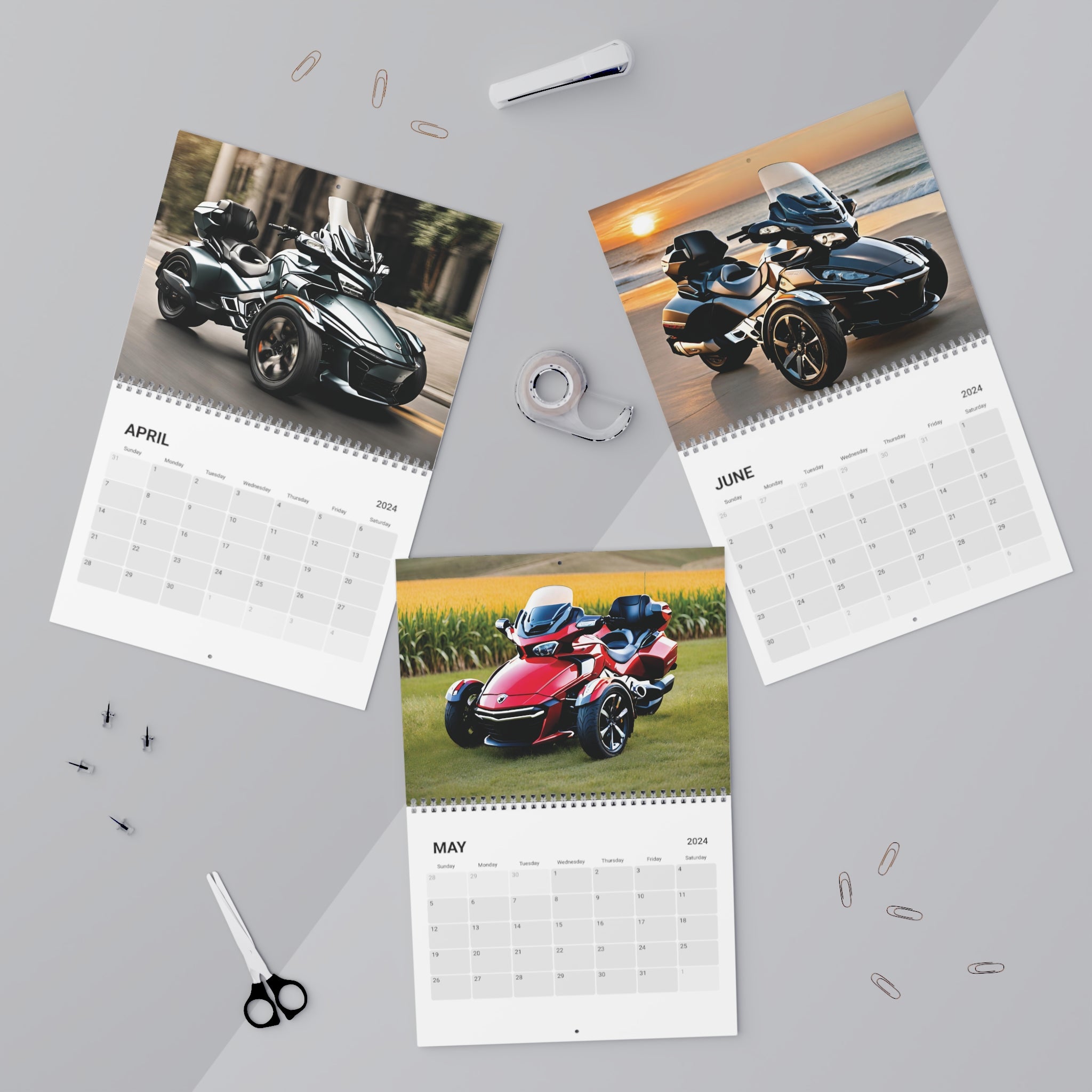 Can-AM Spyder Three Wheeled Motorcycle Wall Calendar - 2024