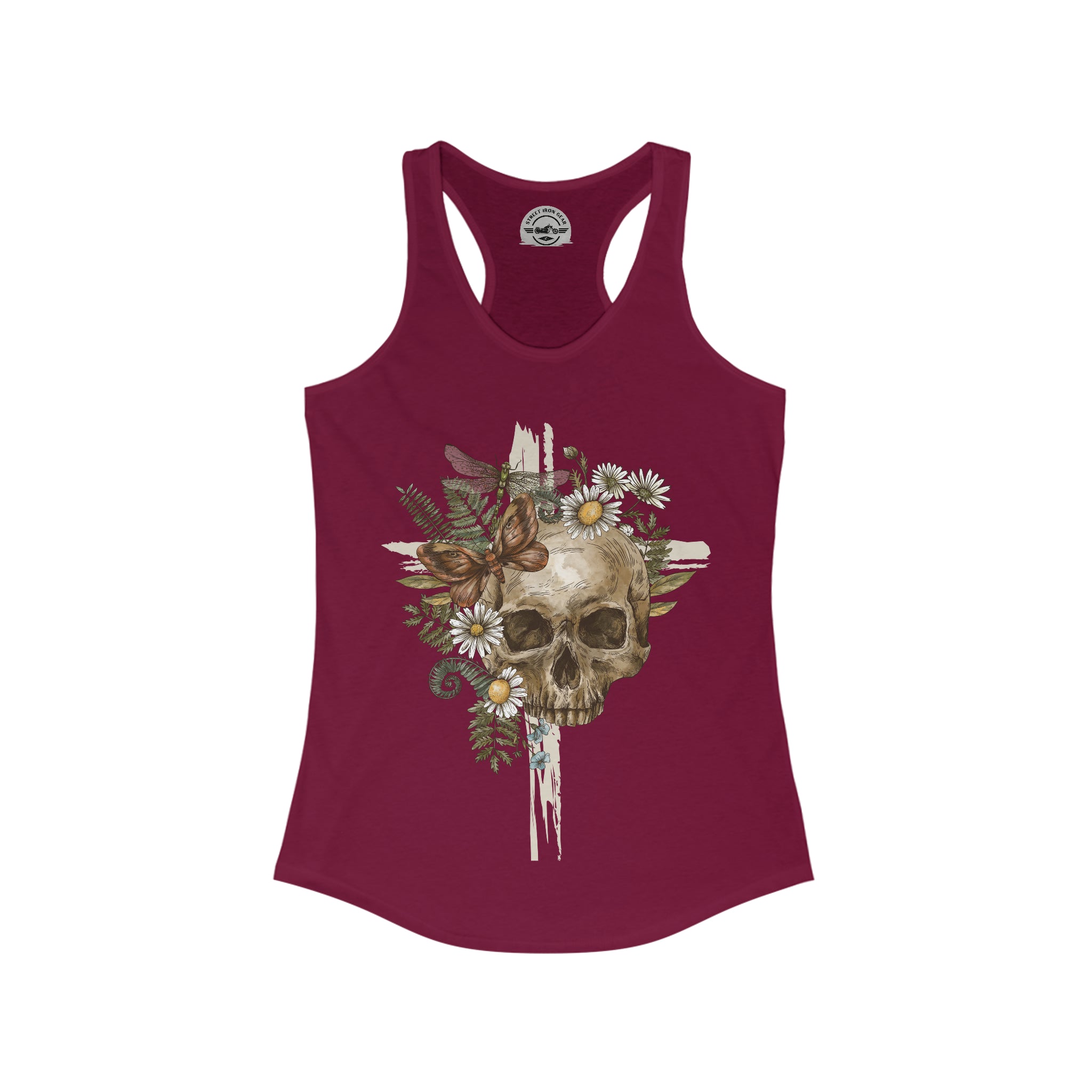 Cottagecore Skull and Cross Racerback Tank Top