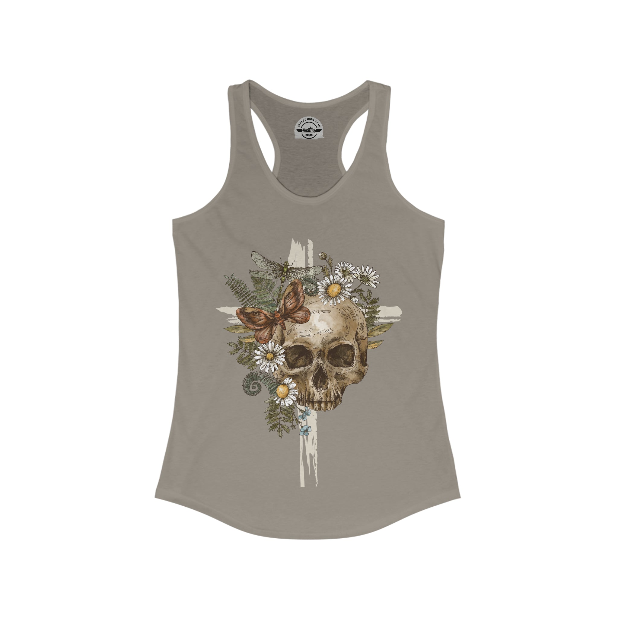 Cottagecore Skull and Cross Racerback Tank Top