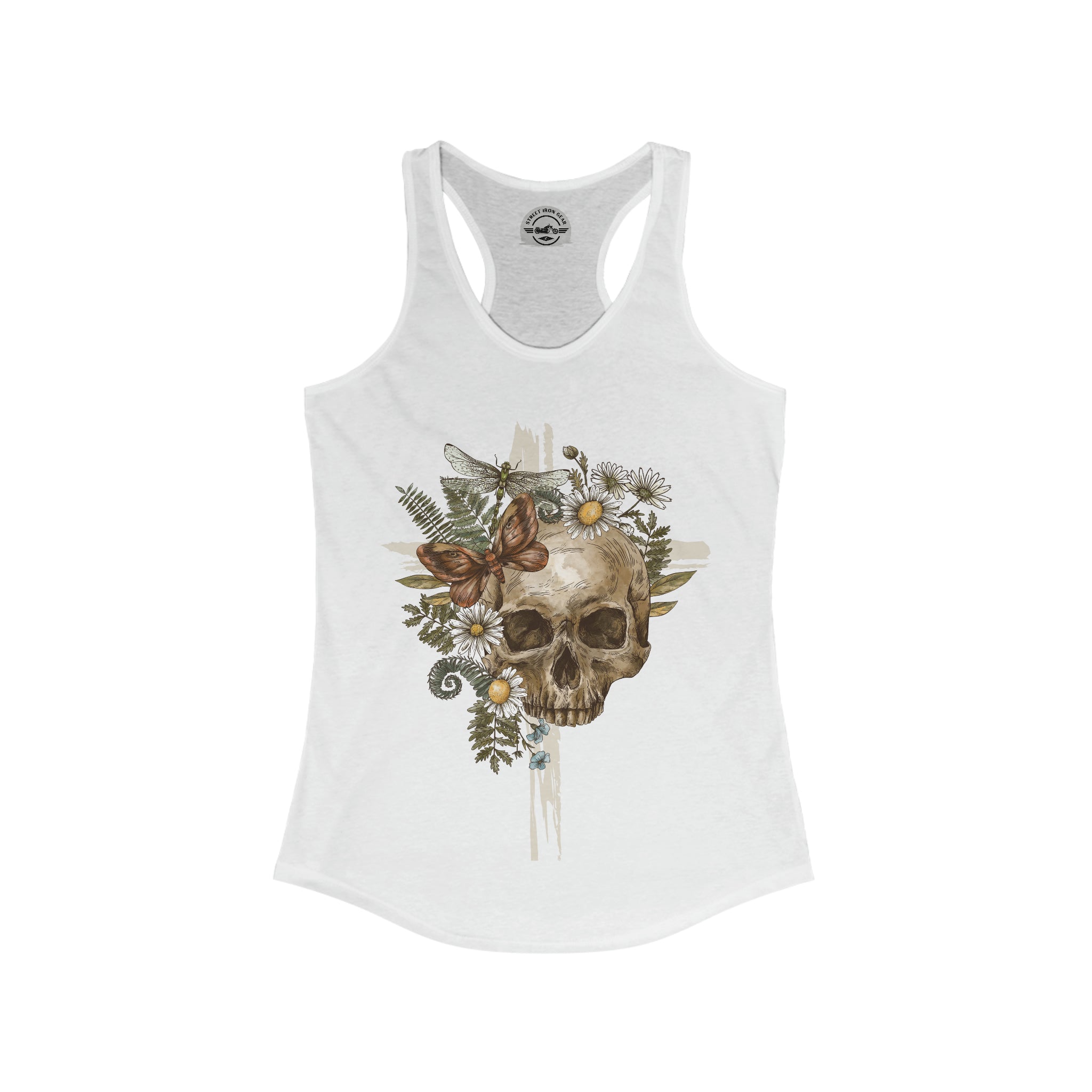 Cottagecore Skull and Cross Racerback Tank Top