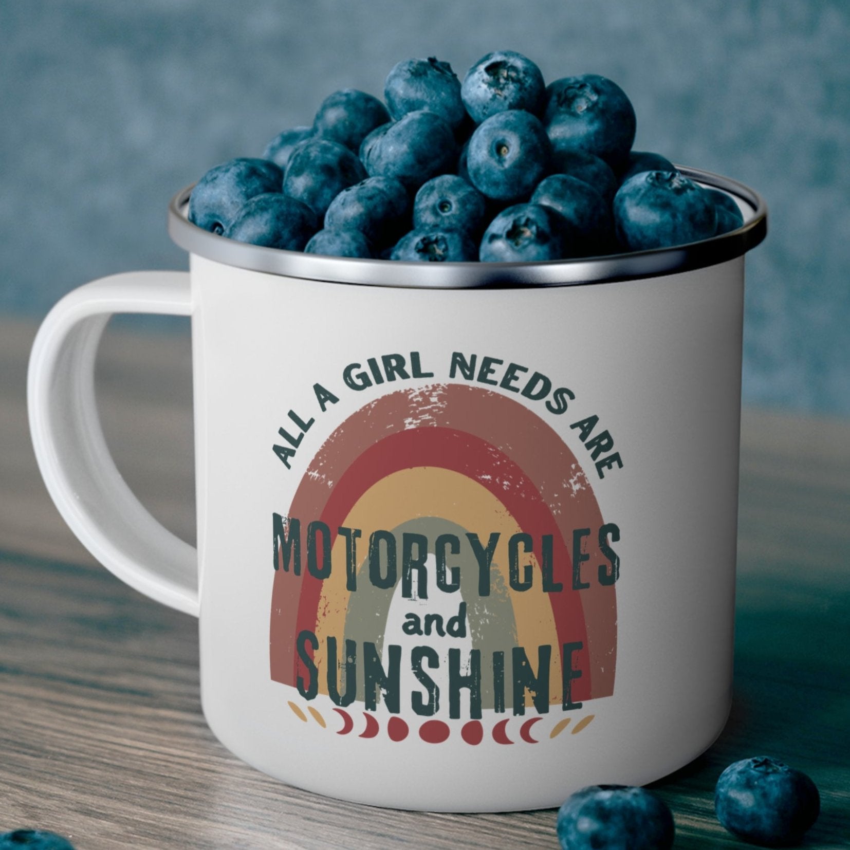 Ladies Motorcycle Culture Enamel Camping Mug 12oz