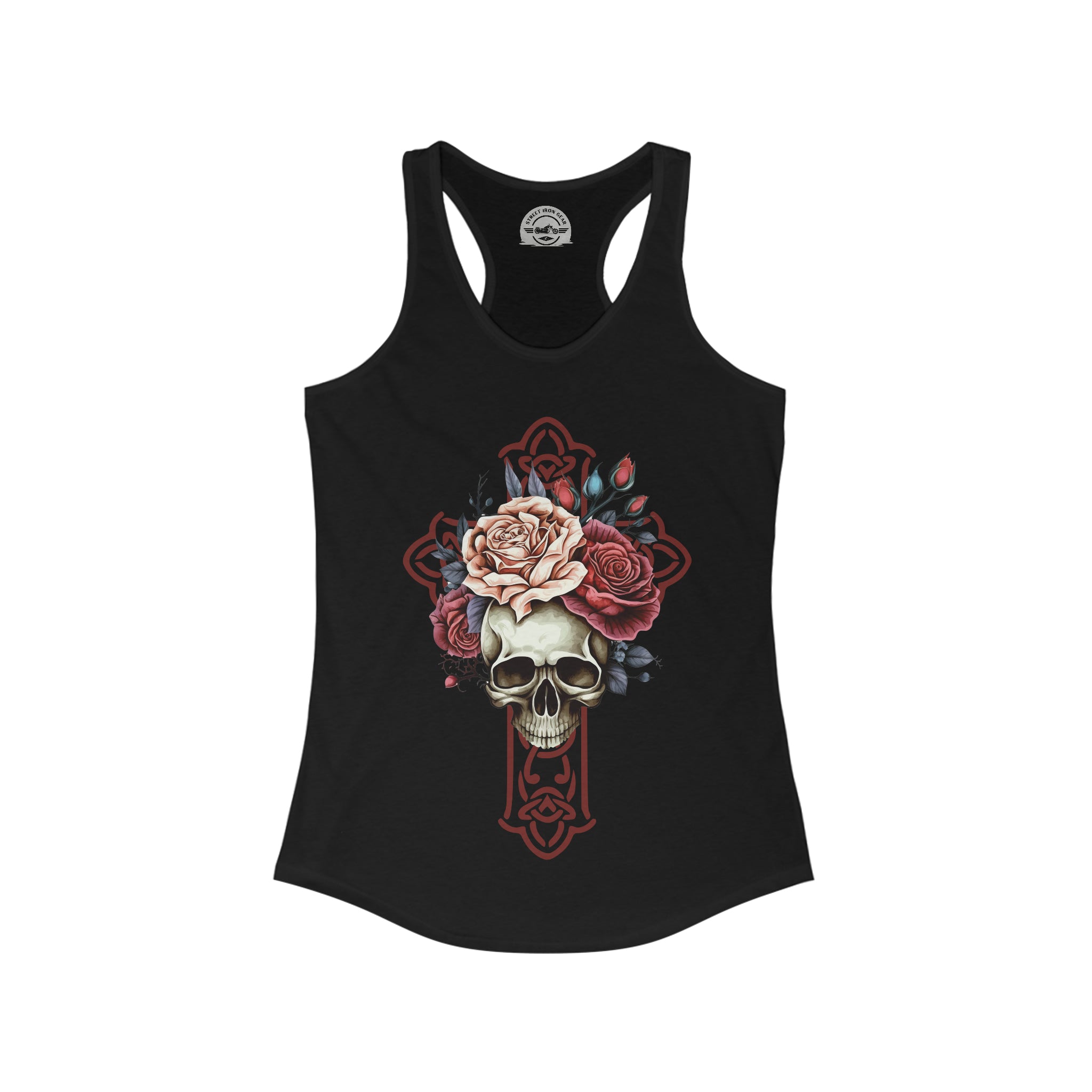 Cottagecore Skull Cross & Roses Tank Top