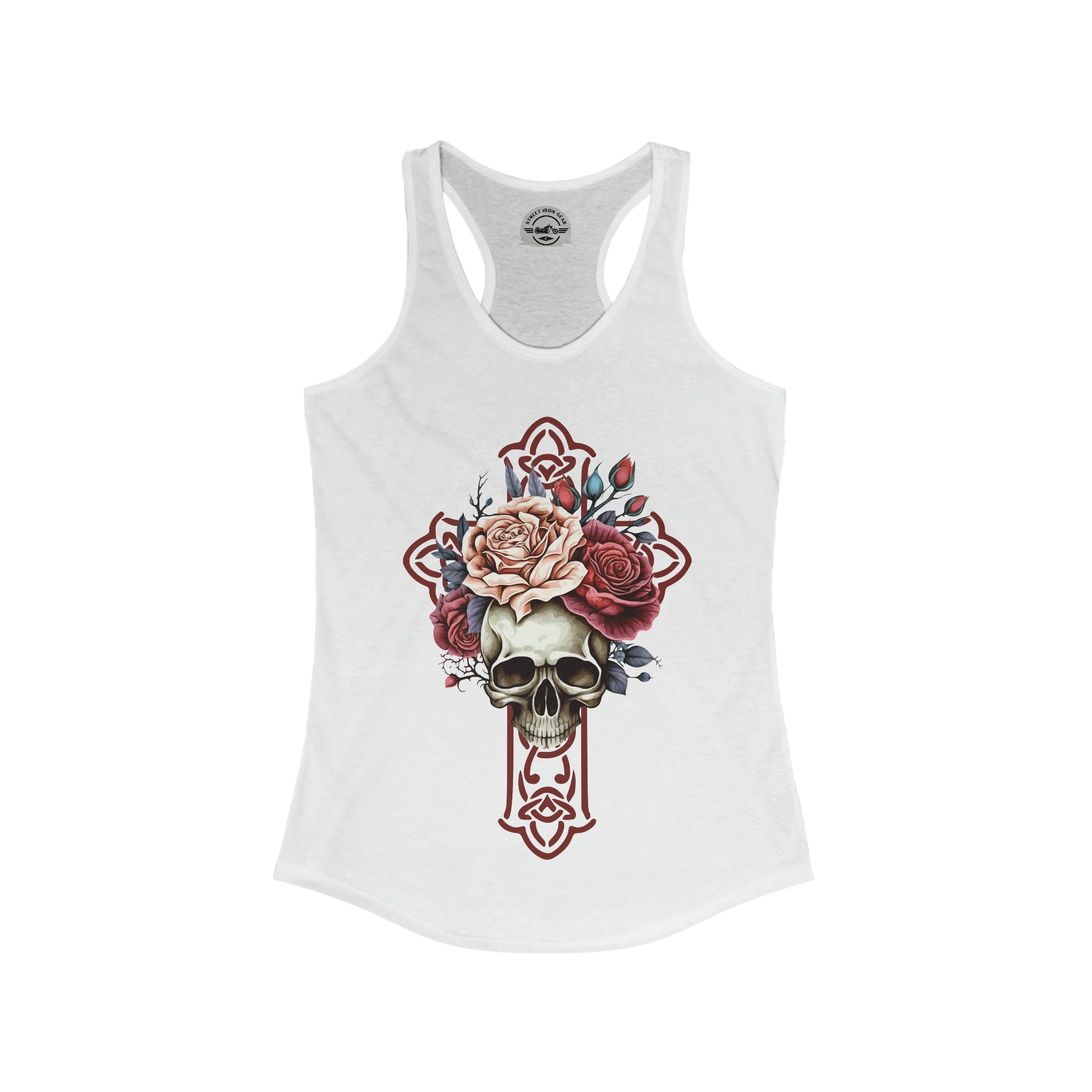 Cottagecore Skull Cross & Roses Tank Top