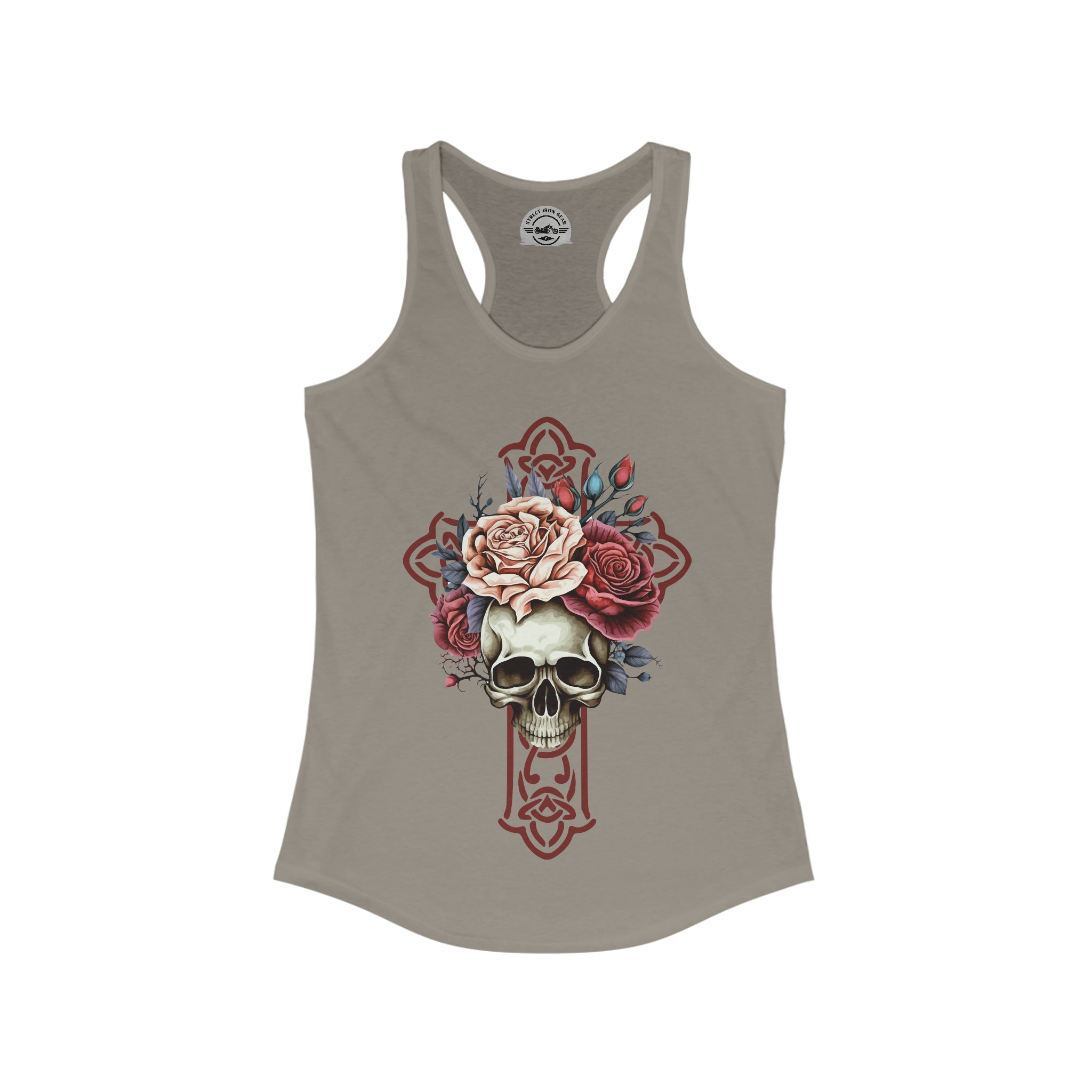 Cottagecore Skull Cross & Roses Tank Top