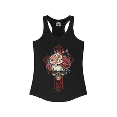 Cottagecore Skull Cross & Roses Tank Top