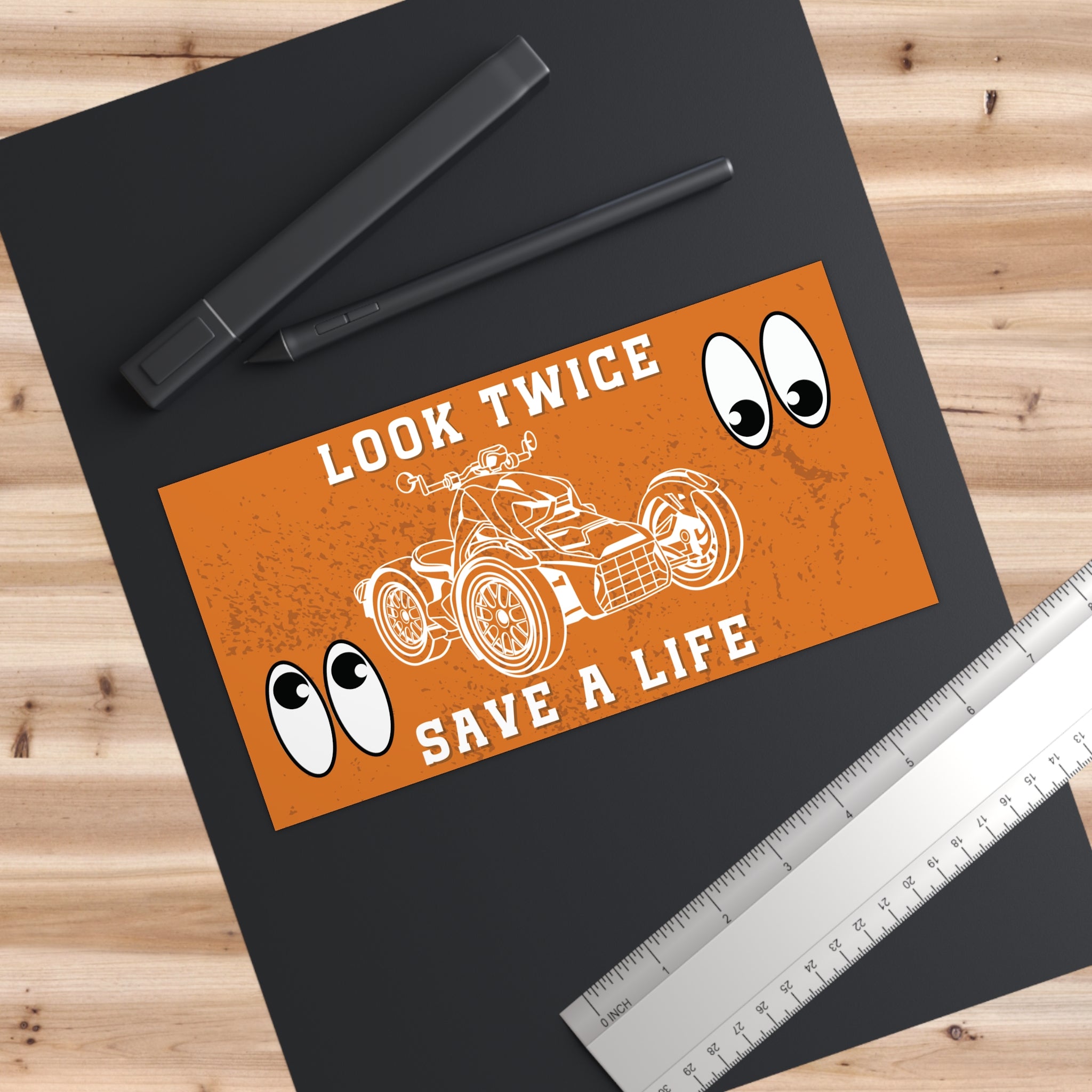 Look Twice Save a Life Ryker Bumper Sticker