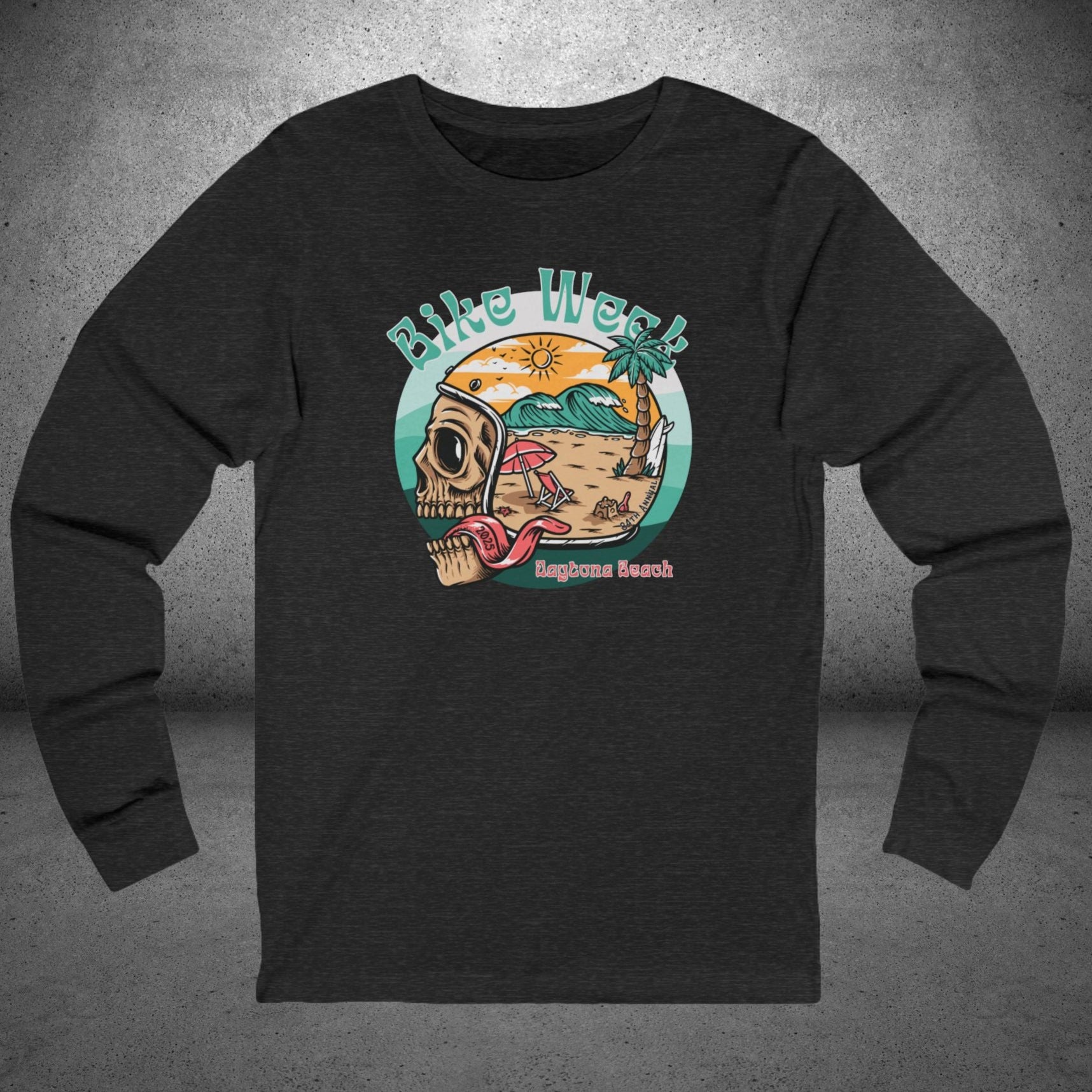 Daytona Bike Week 2025 Vintage Skull Long Sleeve Crew Neck TShirt