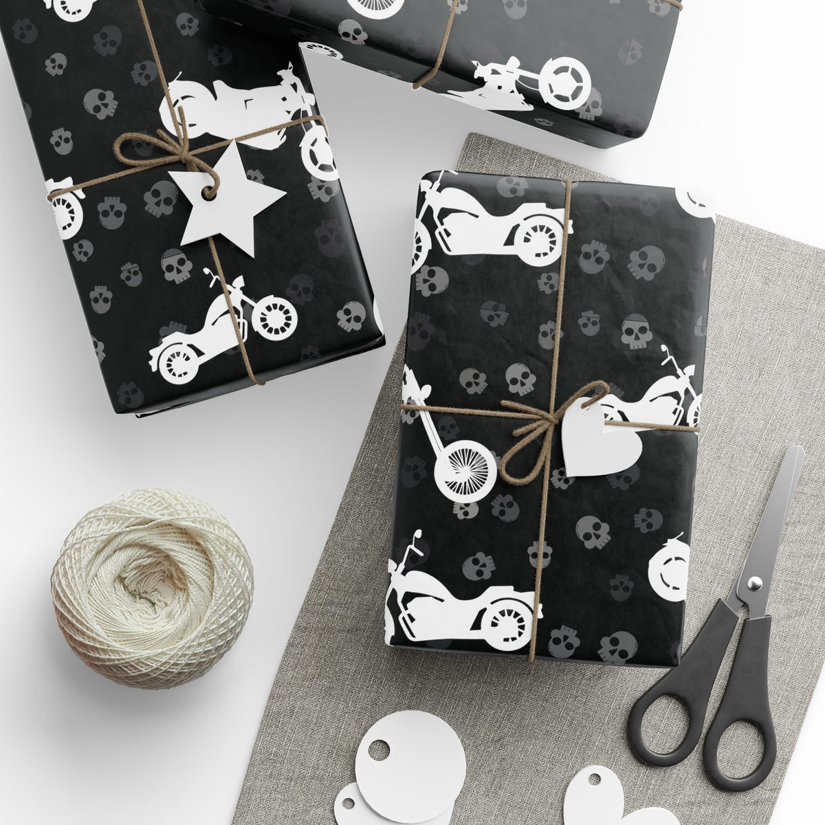 Gift Wrap - Black Motorcycle Cruiser