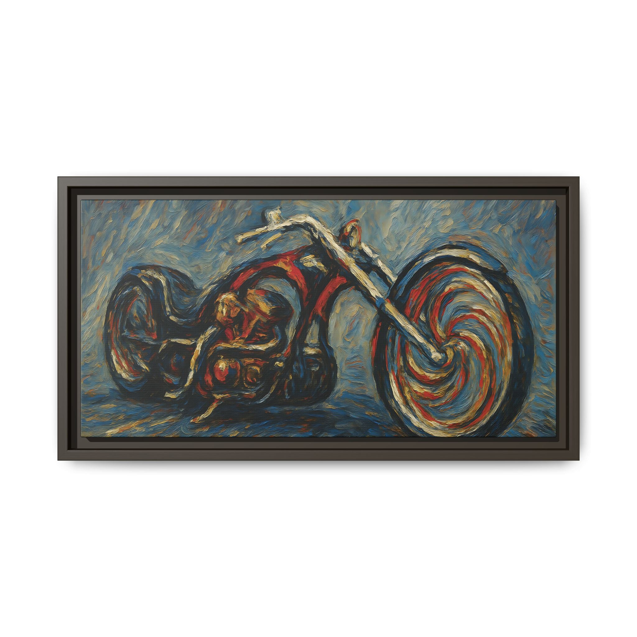 Chopper Motorcycle Framed Canvas Print
