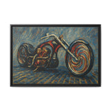 Chopper Motorcycle Framed Canvas Print