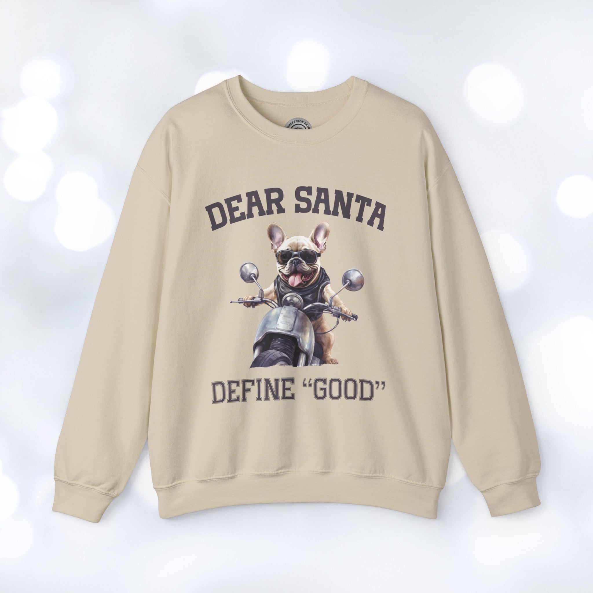 French Bulldog Biker Christmas Crew Neck Sweatshirt