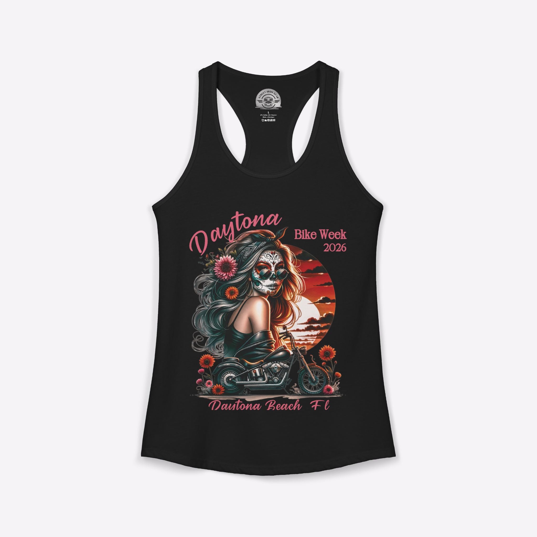 Daytona Bike Week 2026 Women's Day of the Dead Racerback Tank Top