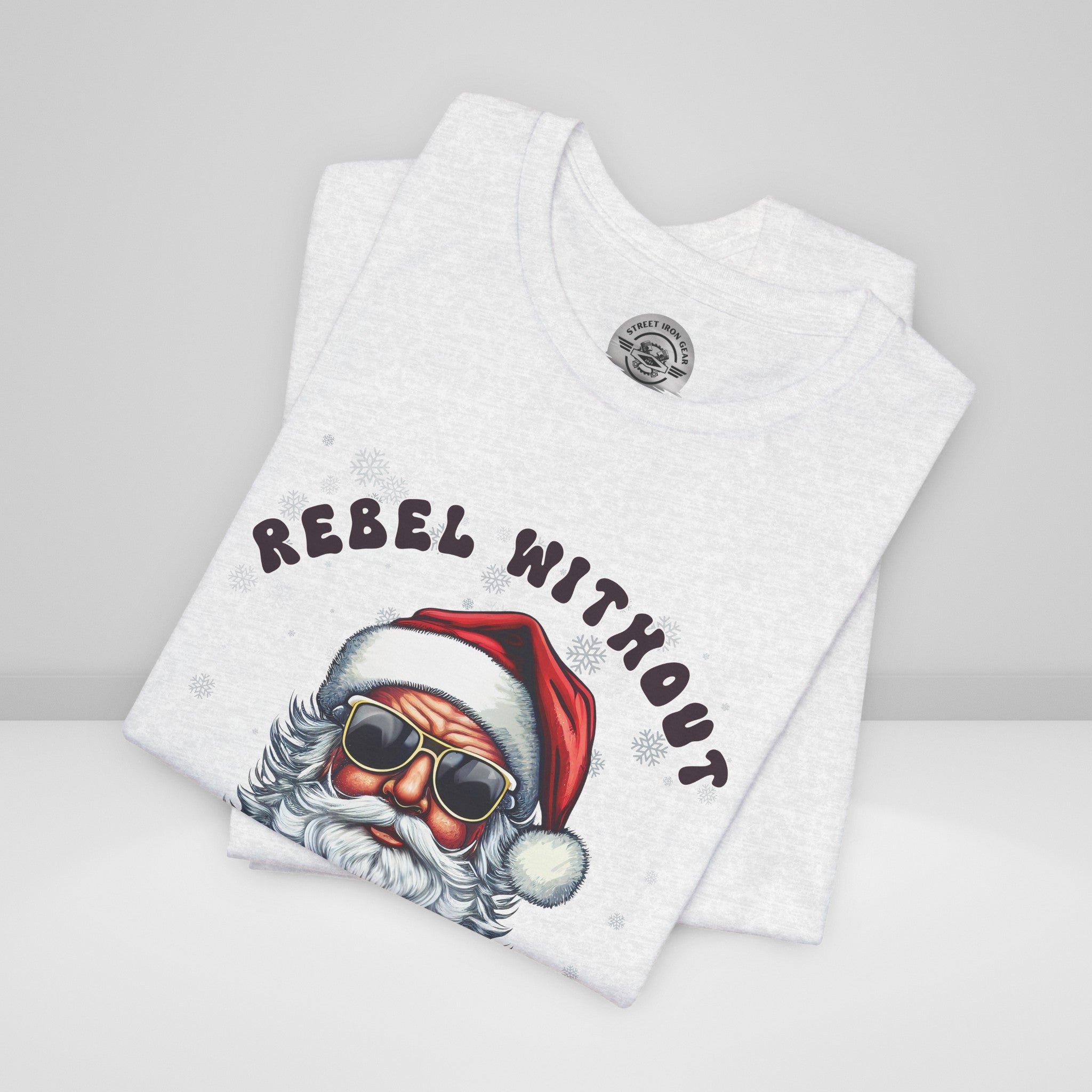 Biker Santa Christmas Crew Neck TShirt