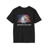 Motorcyclist Map - American Since 1776 Crew Neck TShirt (2-sided print)