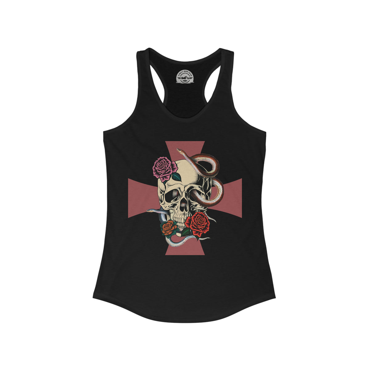 Vintage Skull, Snake & Cross Racerback Tank Top