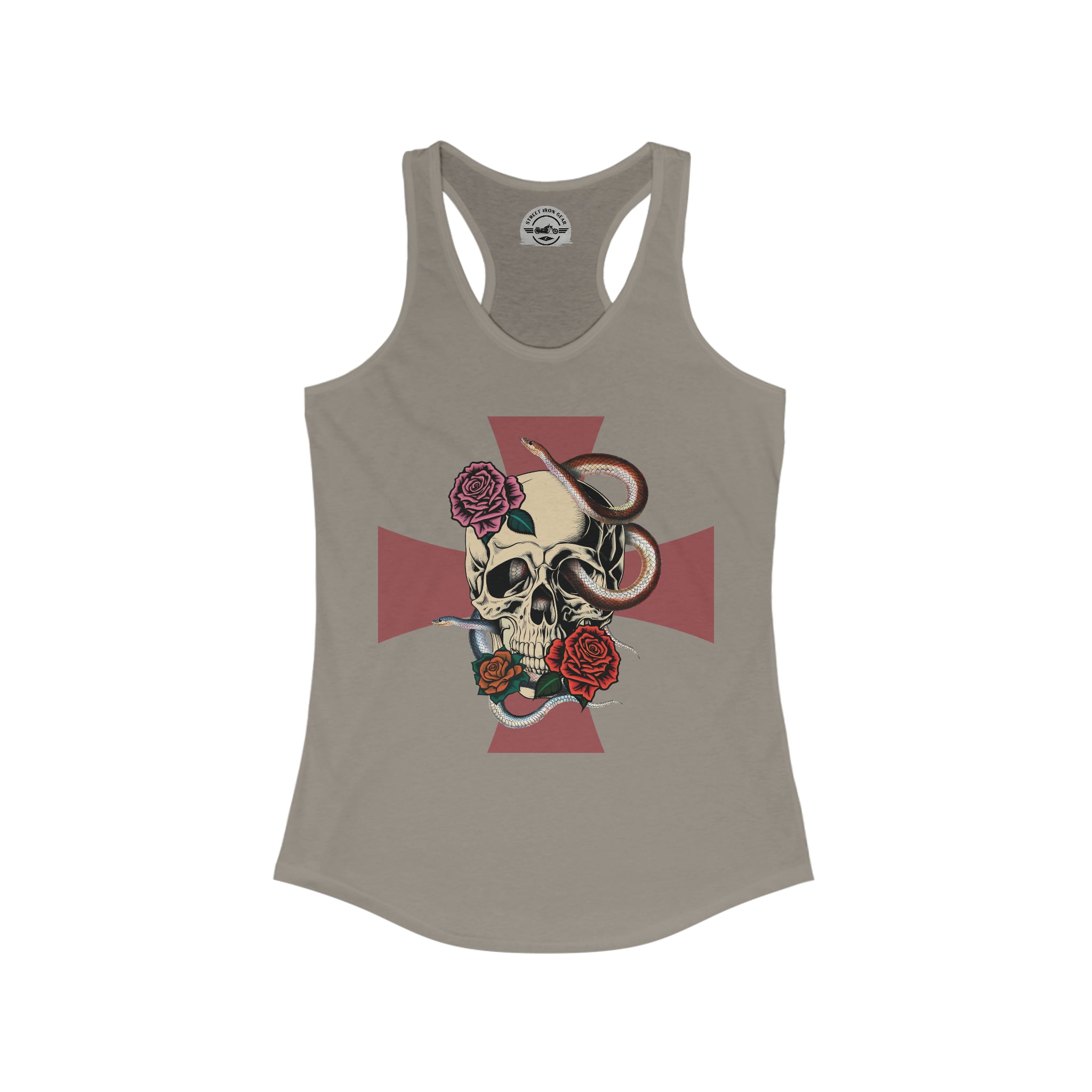 Vintage Skull, Snake & Cross Racerback Tank Top