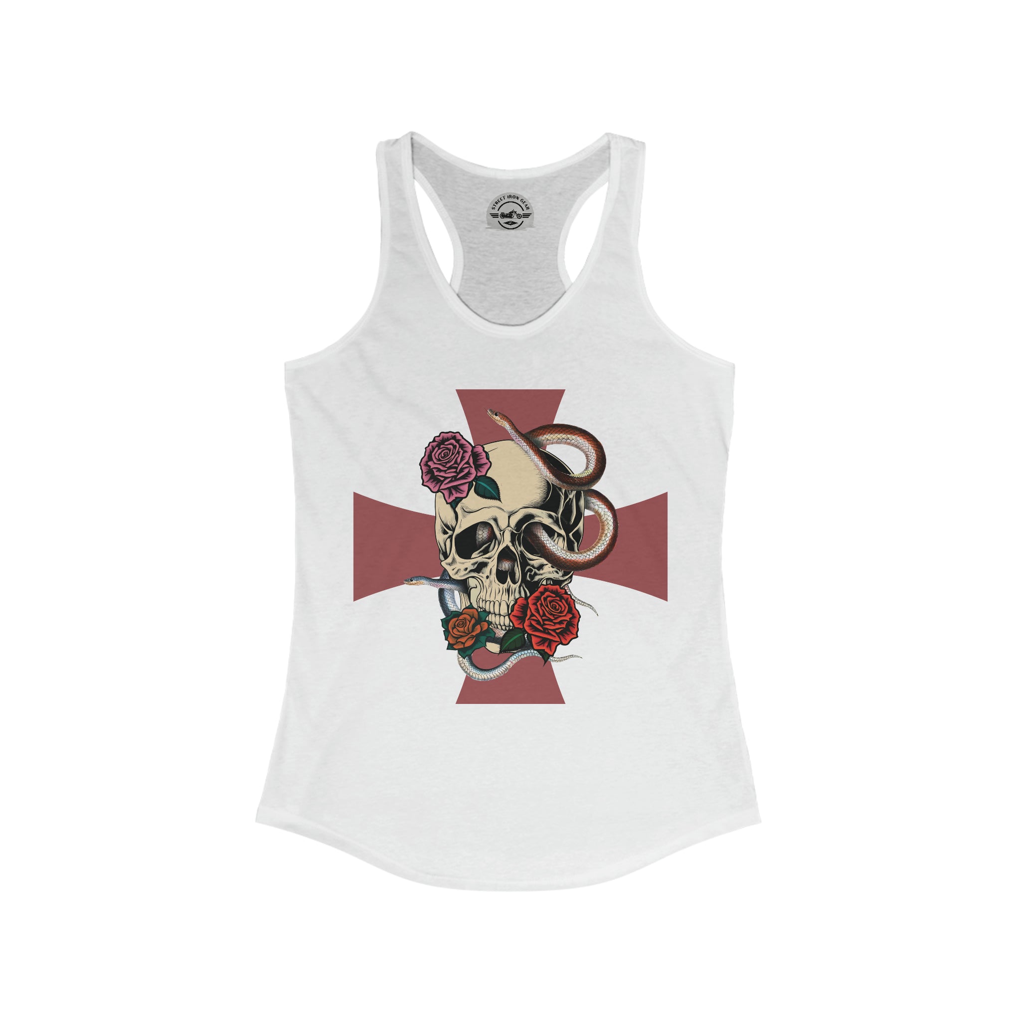 Vintage Skull, Snake & Cross Racerback Tank Top