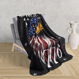 American Since 1776 Sherpa Eagle Flag Blanket (black)