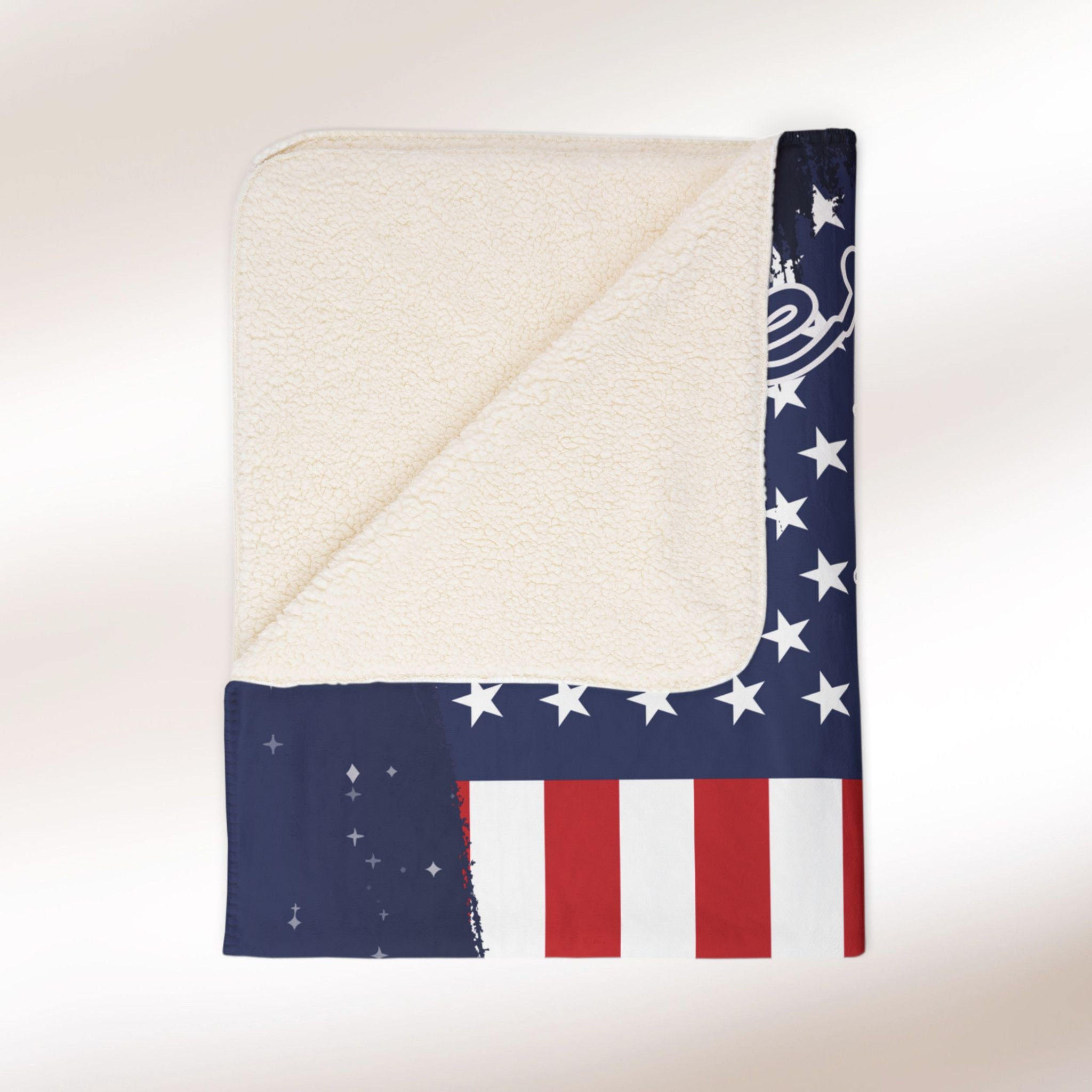 American Biker Girl Flag Sherpa Blanket