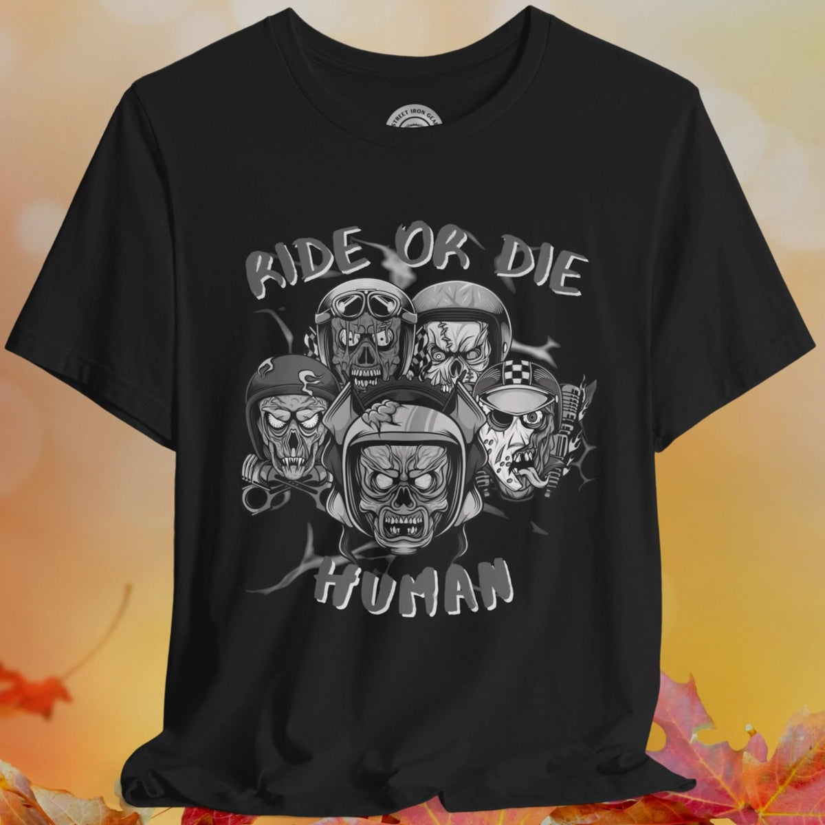 Halloween Zombie Biker Crew Neck TShirt