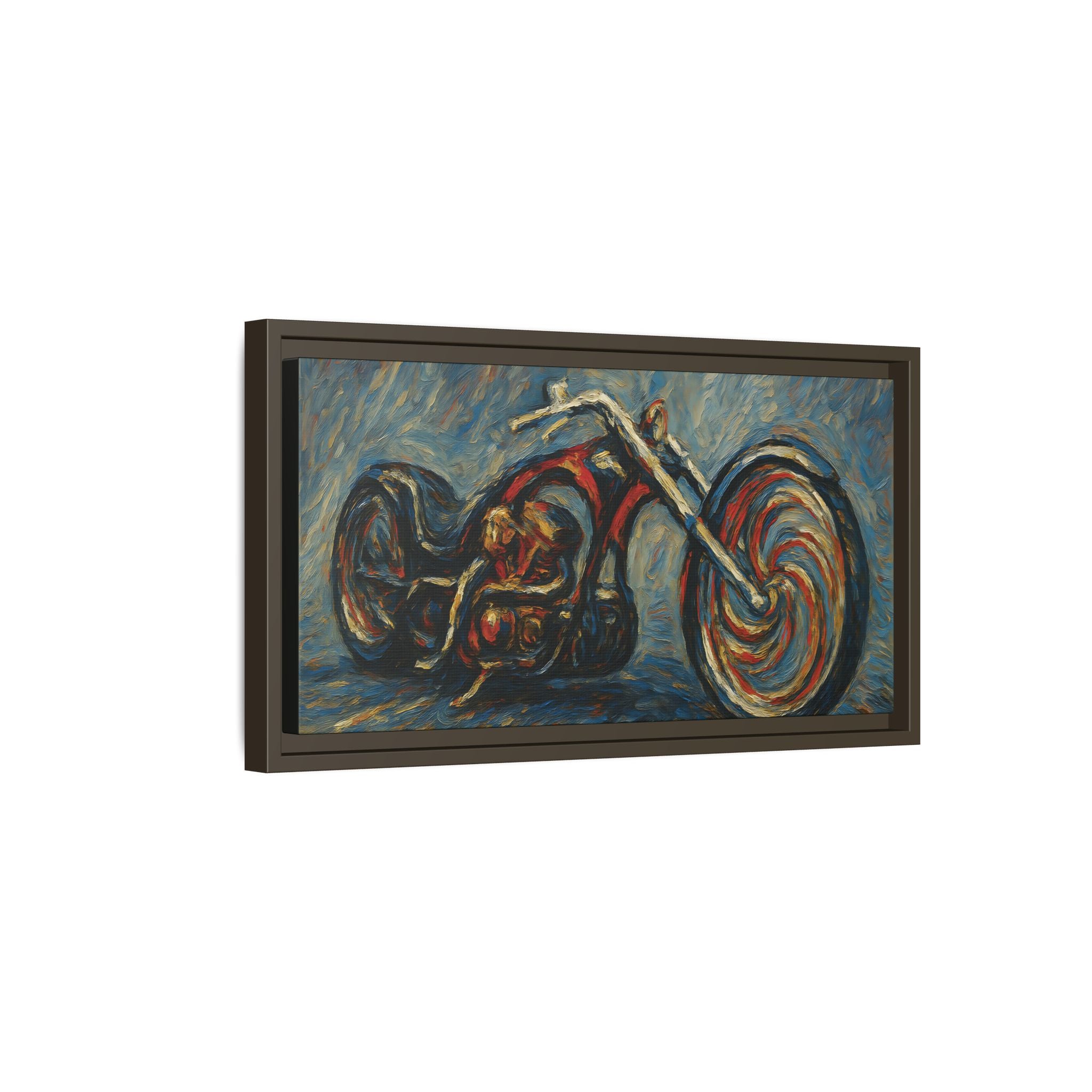 Chopper Motorcycle Framed Canvas Print