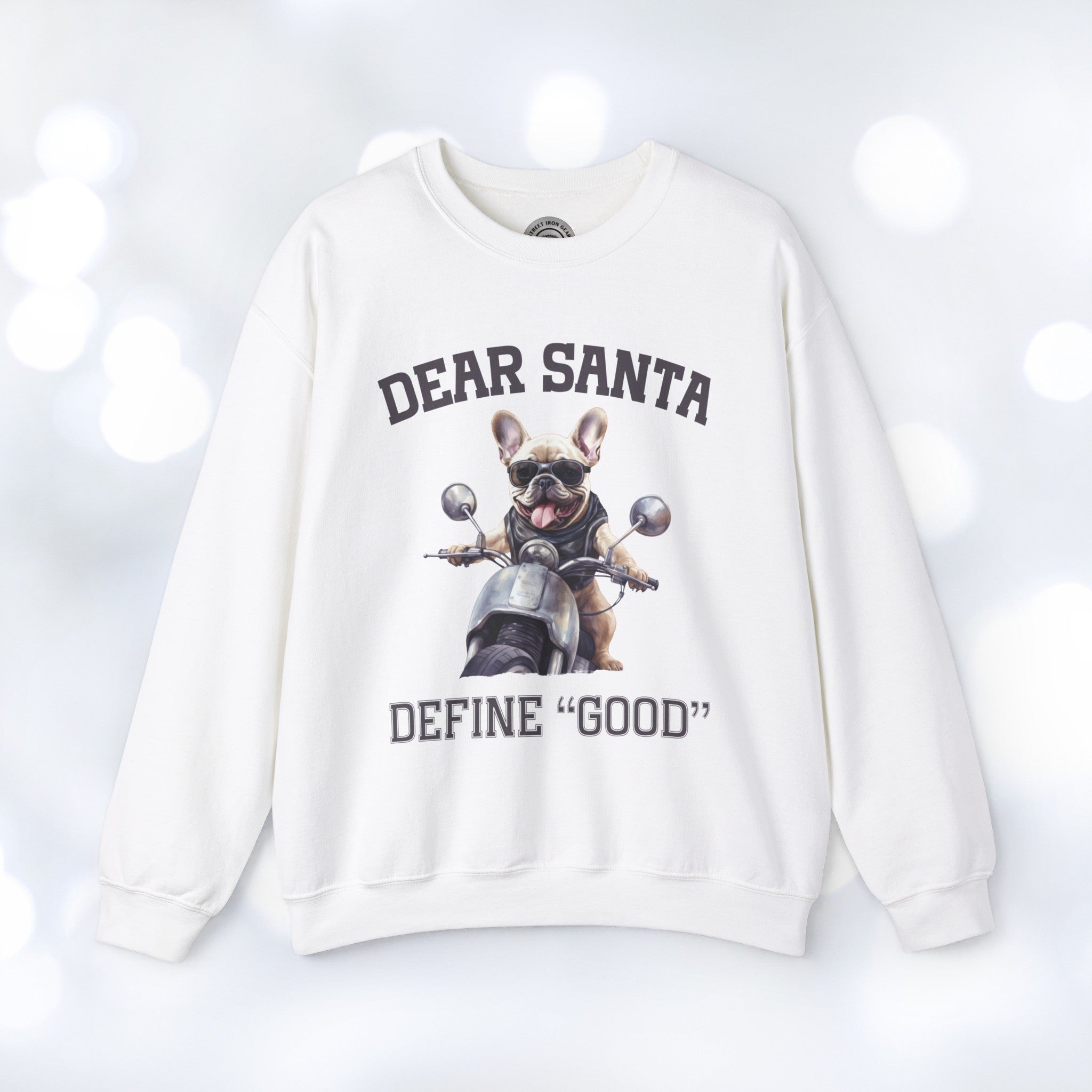 French Bulldog Biker Christmas Crew Neck Sweatshirt