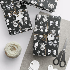 Motorcycle & Bows Black Holiday Gift Wrap