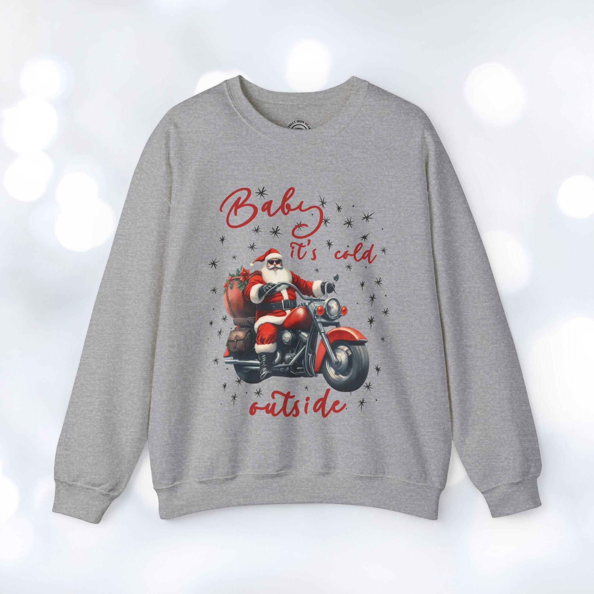 Biker Santa Christmas Crew Neck Sweatshirt