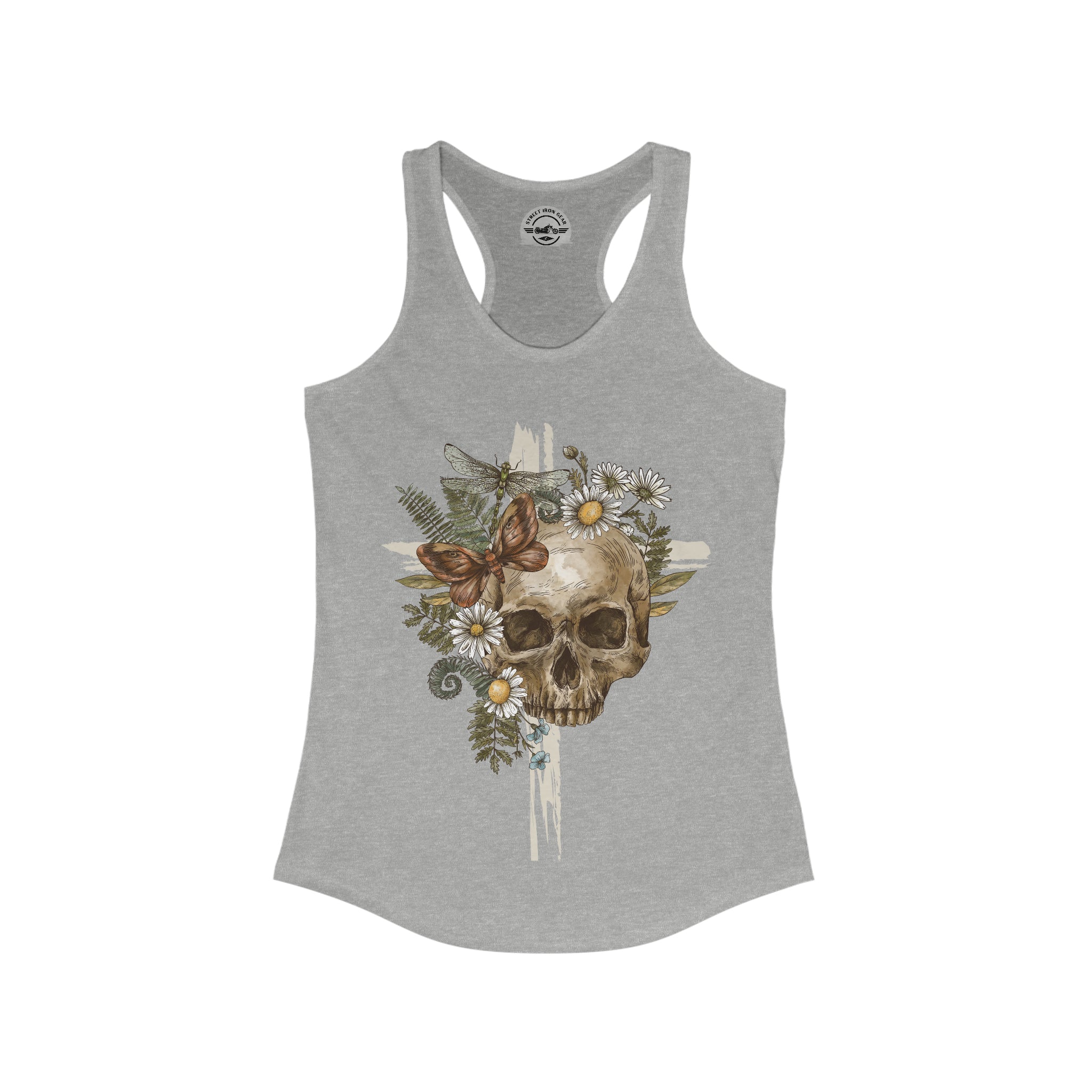 Cottagecore Skull and Cross Racerback Tank Top