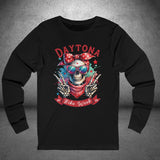 Ladies Daytona Bike Week 2025 Hipster Skull Long Sleeve Crew Neck TShirt