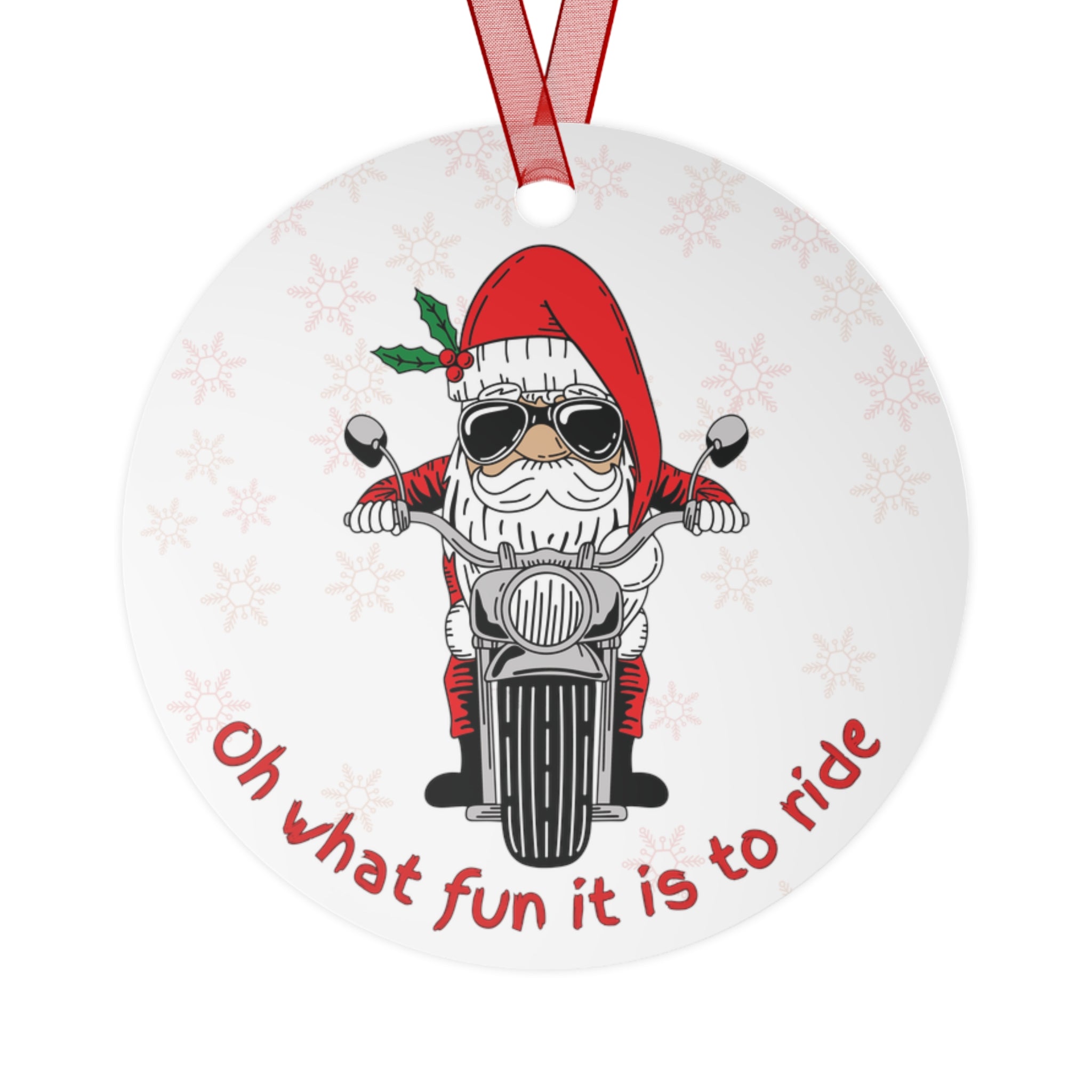 Biker Santa Aluminum Christmas Ornament