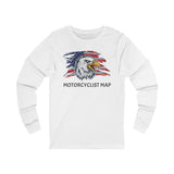 Motorcyclist Map Long Sleeve Crew Neck TShirt